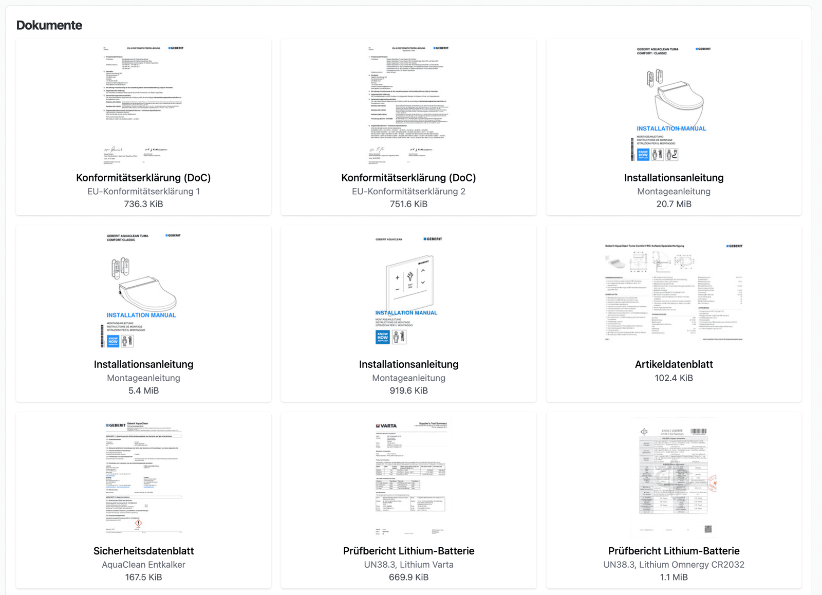 Dokumente & Zertifikate