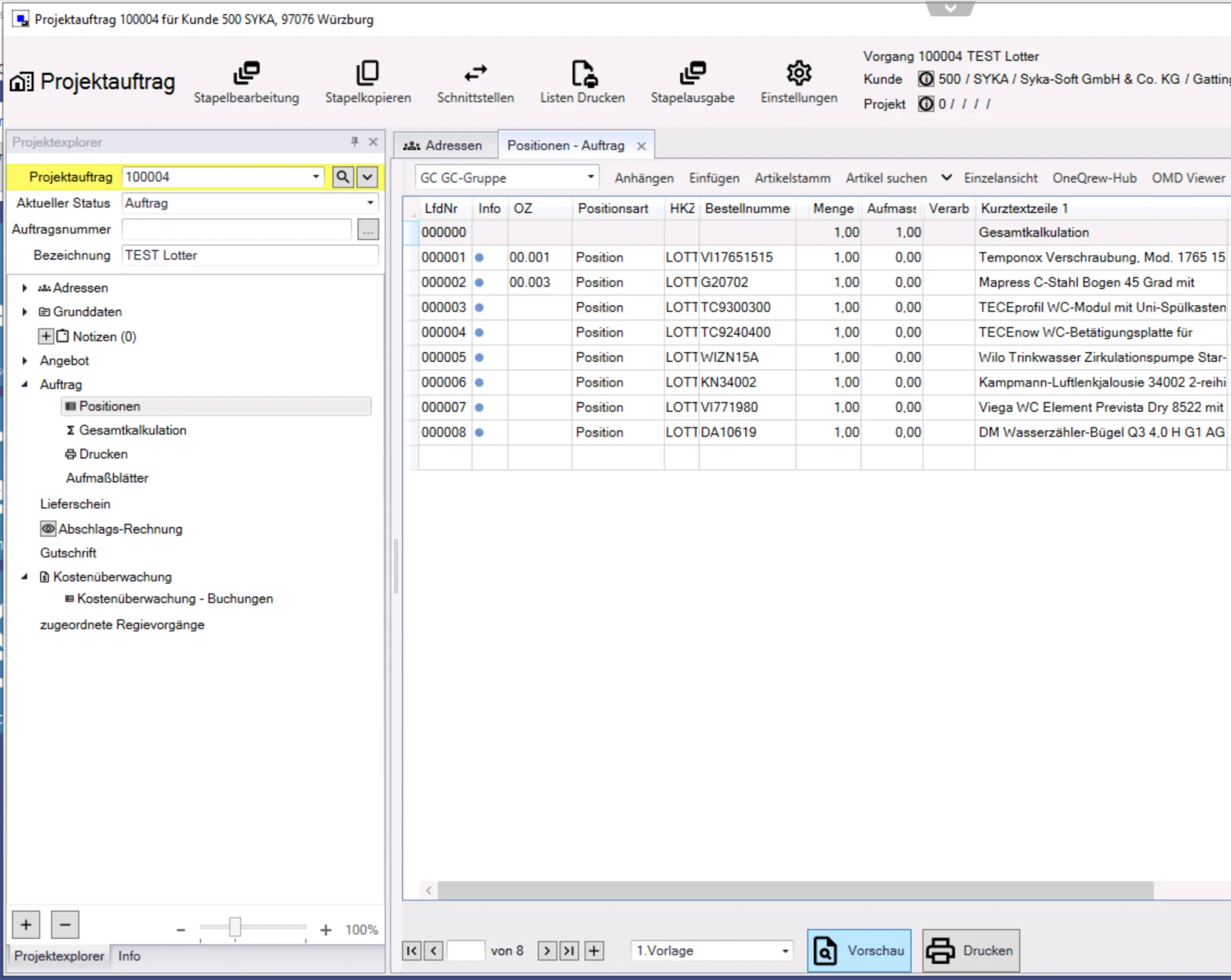 Sykasoft+ Belegansicht mit Durablox-Integration